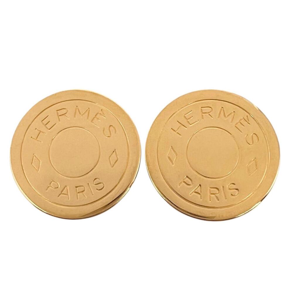 HERMES Hermes Clou de Selle Earrings Metal Gold Women's